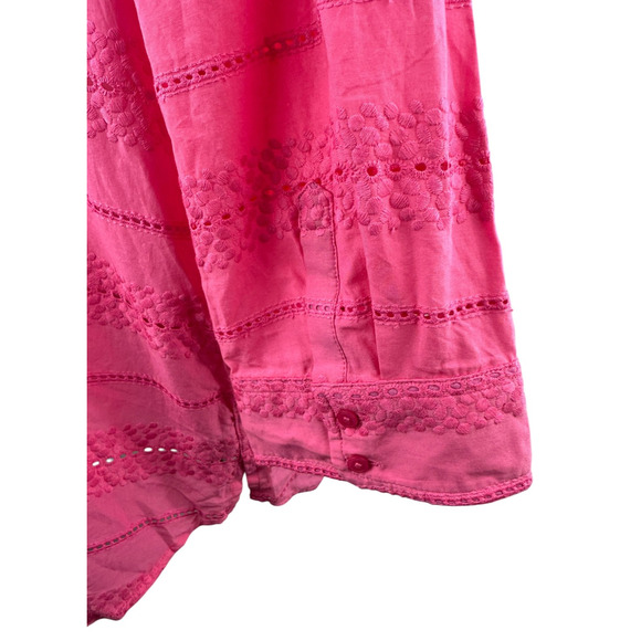 NWT Talbots Pink Eyelet Button Cotton Blouse Sheer Crochet Plus Size 3X Top - Picture 5 of 16